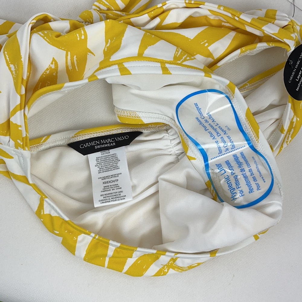 Carmen Marc Valvo Yellow Tropical Print Swimsuit - Picture 7 of 12